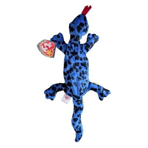 Vintage 1995 "Lizzie" the Lizard Blue and Orange Ty Beanie Baby Stuffed Animal